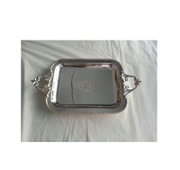 Nouvelle arrivée fait à la main Antique rond argent plateau de service métal cuivre laiton de haute qualité