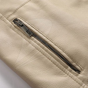 Veste en cuir décontractée slim de haute qualité pour homme, nouveau style, lavée, hiver, grande taille, fermeture éclair, rembourrage en coton - Product Image 5