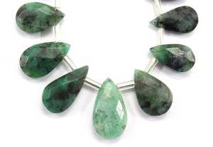 Pierre d'émeraude naturelle à facettes en forme de poire pour la fabrication de bijoux, vente en gros de collier, 1 brin, qualité supérieure - Product Image 6