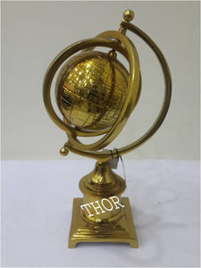 Globo terráqueo giratorio de Color dorado para decoración náutica, globo de aluminio con acabado de latón para hogar y oficina, decoración de mesa de escritorio - Product Image 2