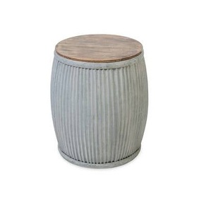 Mesa de almacenamiento galvanizada con tapa de madera para muebles decorativos para el hogar, sala de estar, uso en la oficina - Product Image 4