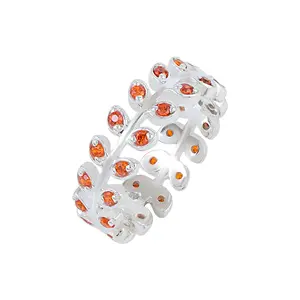 925 เงินสเตอร์ลิง Eternity Band ขายร้อน Micro ประดับเครื่องประดับ Carnelian อัญมณีแหวนสําหรับผู้หญิง