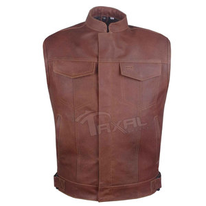 Haute qualité hommes en cuir gilet col Mandarin respirant toile matériel Style décontracté hiver vélo nouveauté multifonctionnel - Product Image 2