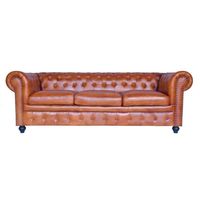 Modernes Zeitgenössisches Luxus 3-Sitzer Chesterfield Sofa Gestepptes Echtleder Holzrahmen Modulares Wohnzimmermöbel