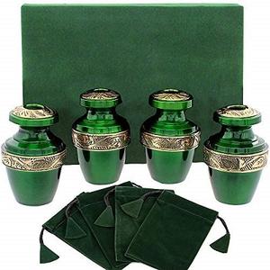 Leaf Print Green Color Enamel Finished Beautifully Hand Crafted <b>Mini</b> Keepsake Funeral <b>Urn</b> <b>for</b> Human <b>Ashes</b> Funeral Supplies - Product Image 2