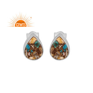 Designer Fine Sterling Silver Natural Mojave Copper Oyster <b>Turquoise</b> Gemstone <b>Stud</b> <b>Earring</b> Jewelry Manufacturer - Product Image 1