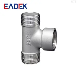 Paslanmaz çelik Tee 3 yollu kadın erkek paslanmaz çelik 304 ve 316 dişli boru tesisat BSPT 1/2 "3/4" 1 "Eşit tee