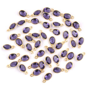 คอลเลกชันใหม่ขั้วต่อการประกันตัวแบบเดี่ยวรูปไข่ควอตซ์สีม่วงเหลี่ยมเพชรพลอยชุบทอง - Product Image 1