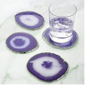 Posavasos de té y café de ágata Natural teñido, posavasos con lado de latón, lámina dorada y posavasos multicolor para decoración del hogar - Product Image 3