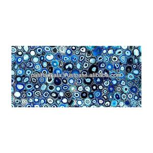 Haut de Table en pierre précieuse naturelle, Table en Agate teinte bleue - Product Image 1