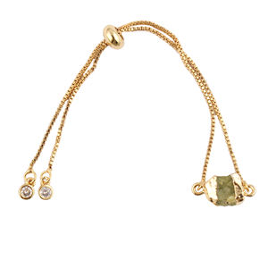 Wholesale Raw Cut Turquoise Gemstone <b>Bracelet</b> 18k Gold Electroplating Edged <b>Slider</b> Lock <b>Bracelet</b> Everyday Wear Fashion <b>Bracelet</b> - Product Image 2