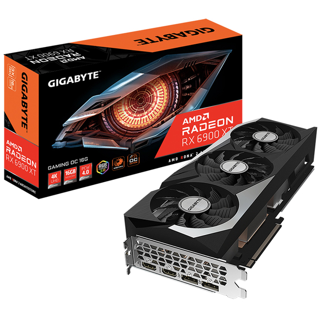 Used GIGABYTE AMD Radeon RX 6900 XT 16GB GAMING OC Graphics Card with 16GB GDDR6 Memory 16000MHz Memory Clock
