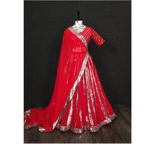 Lahenga Choli ethnique de Surat, vêtement ethnique moderne en coton avec travail de dentelle Zari multicolore, pour mariage et festival - Product Image 1