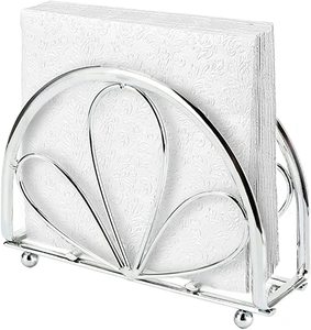 Elegante servilletero de metal dorado con elegante base marrón de madera perfecto para la decoración y organización de la mesa de comedor elegante - Product Image 4