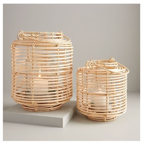 Ensemble de 2 lanternes en fer et en rotin pour décoration bohème, porte-bougie en rotin tissé à la main, Style Boho au meilleur prix du marché - Product Image 2