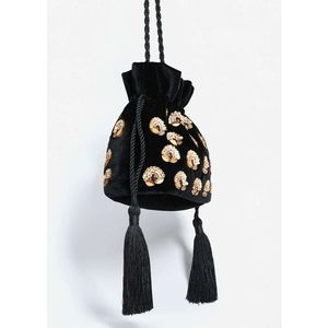 Nicro-sac rond en soie, élégant et magnifique perles, brodé sur tissu, avec boucles, pour fête et mariage, @ 2022 - Product Image 1