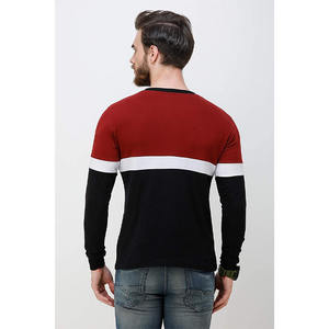 Venta al por mayor 100% algodón de los hombres de gran tamaño de manga larga Camiseta personalizada de color bloque de cuello precio barato camisa en blanco - Product Image 4