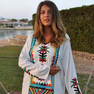 ชุดเดรสปักลายแขนยาว,ชุดเดรสเข้ารูปทันสมัยปักลายโบฮีเมียนเก๋ไก๋ทันสมัยพร้อมพู่ - Product Image 3