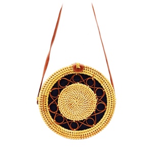 Classique Vintage rétro rotin sac de plage tissé à la main paille coton Polyester doublure étoile motif ceinture Style voyage sac à main - Product Image 5