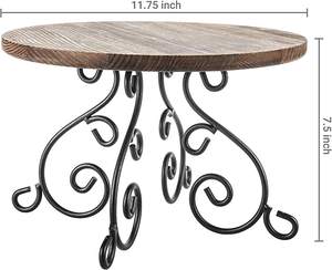 Support à gâteau galvanisé noir avec dessus en bois ustensiles de cuisson en fer métallique parfait pour la maison ustensiles de cuisine Restaurant pièce d'affichage élégante - Product Image 3