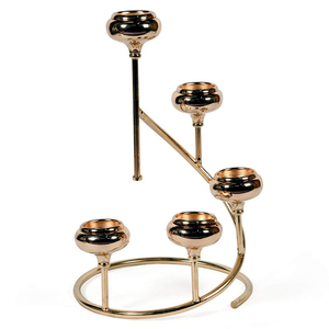 Portavelas votivo de madera de Metal de vidrio alto de lujo elegante mesa de boda y Navidad centro de mesa gran valor por dinero - Product Image 1