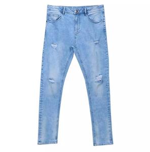 ¡Novedad de 2021! Pantalones vaqueros ajustados elásticos rasgados para motocicleta para hombre, pantalones vaqueros ajustados de estilo recto de cintura media, suavizante transpirable - Product Image 1