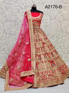 Robe de fête longue en soie, motif Lehenga Choli/ethnique pour femmes, vêtement de femme, inde et pakistan, broderie soyeuse lourde - Product Image 4