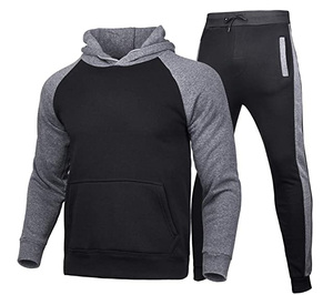 Survêtement de jogging unisexe 2 pièces à motif solide OEM et ODM avec survêtement à capuche Vêtements hip-hop décontractés avec pantalon et haut inclus - Product Image 1
