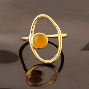 Classic Design Round Shape Yellow Jade Quartz <b>Statement</b> <b>Ring</b> 18k Gold Plated Designer Oval Handmade Sizable <b>Ring</b> Gift <b>for</b> <b>Woman</b> - Product Image 5