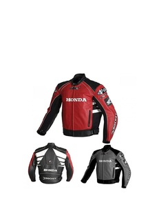 Chaqueta de cuero personalizada para motocicleta, color negro y rojo - Product Image 4