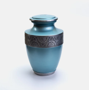 Gold and Grey Engraved Wholesale Antique Metal <b>Urn</b> <b>for</b> <b>Ashes</b>, Adult Cremation <b>Urn</b> American/European Style - Product Image 4