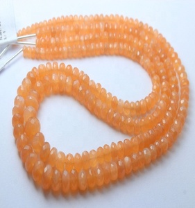 Cuentas redondas facetadas de piedra lunar de melocotón Natural 4X7.5MM AAA + calidad superior - Product Image 3