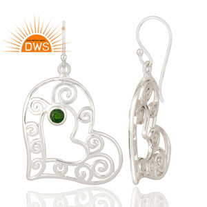 หัวใจที่สวยงามรูปร่างโครเมี่ยมพลอยต่างหูออกแบบผู้ผลิตเครื่องประดับผู้หญิง925ต่างหูเงินเครื่องประดับผู้ค้าส่ง - Product Image 3