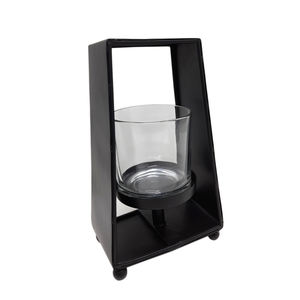 Home Decoration Glass & Iron Candle <b>Pillar</b> Holder Matt Black Colour Candle Stand And Candle Holder Handmade - Product Image 6