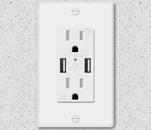 Keygma USA tiêu chuẩn thông minh chip thông minh <span class=keywords><strong>USB</strong></span> ổ cắm 2 cổng 5V 4.2A tường cắm Outlet - Product Image 5