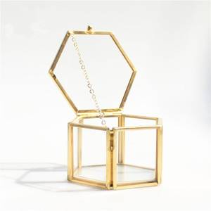 Bronze Geometric <b>Glass</b> Jewellery <b>box</b> Storage Holder Trinket <b>Box</b> - Product Image 1
