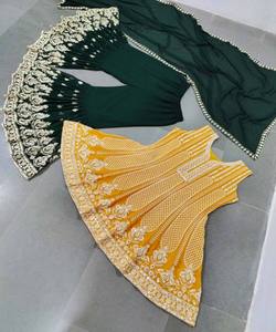 Fabuloso desgaste del festival Tela de red de seda de algodón Dupatta Color rojo Salwar Suit Indian Ladies Wear Semi Cosido Ropa étnica Ropa - Product Image 3