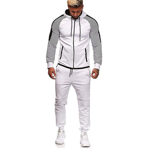 New Arrival Men's Raglan Sleeve Stylish Zip <b>Up</b> Hoodie With Track Pants Tracksuits Set - Product Image 4