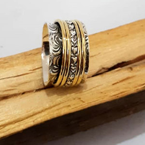 Ailin — bague Spinner en argent massif 925, bijoux naturels testés à la main, cinq tons, vente en gros, prix d'usine - Product Image 2