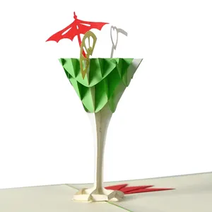 The Best Selling Vietnam Handicraft And Art Manufacturer Cocktail Glass 3D Pop Up Paper Cards Vietnam Supplier