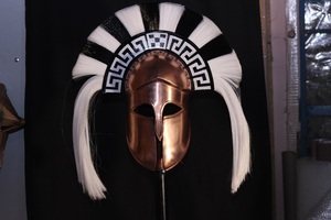 Casco de Corinthian griego, casquete espartano con piel blanca utilizado por WORRIER con logotipo personalizado - Product Image 6