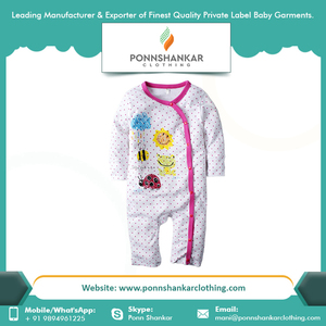 EW-body de algodón orgánico 100% para bebé, Pelele con diseño de dibujos animados a rayas de color liso para primavera y verano - Product Image 6