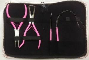 Kit d'outils professionnels pour perles, Extension de cheveux, ensemble de pinces pour anneau Micro (rose), 4 pièces - Product Image 2