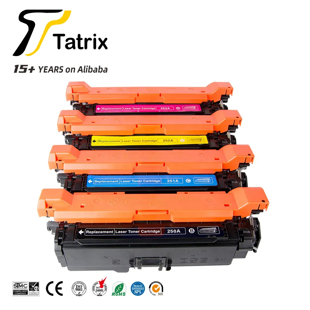 Tatrix פרימיום תואם לייזר צבע טונר מחסנית CE250 CE250A CE251A CE252A CE253A 504A עבור HP CP3525X מדפסת