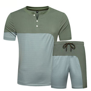 Conjunto de pantalones cortos informales para hombre, camiseta de manga corta, chándal sólido, ropa de verano, 2 piezas - Product Image 5