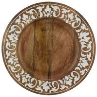 Runde Dekorative Holz-Platzteller Hochzeits-Teller Untersetzer für Hochzeit Heimdekoration Geschirr Platzteller Verfügbar