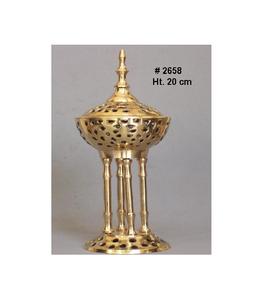 El mejor diseño, quemador de Aroma de latón en tono dorado plateado, patrón Floral, soportes de incienso de resina, difusor de semillas de carbón de madera para - Product Image 4