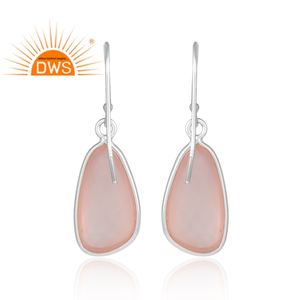 Boucles d'oreilles calcédoine Rose naturelle en pierre précieuse, bijou à facettes, en argent fin, vente en gros, - Product Image 3