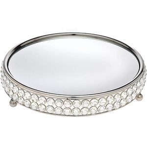 Bandeja de Metal con cuentas de cristal para servir Hotel, hogar, restaurante, hecho a mano, con acabado plateado, vajilla, bandeja para servir - Product Image 6