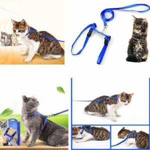 Collar de cuero duradero ajustable para gato y mascota, con juego de correa, venta al por mayor - Product Image 3